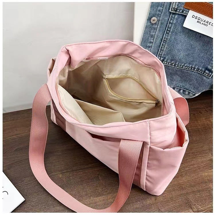 New Japanese style solid color shopping bag shoulder bag casual simple canvas handbag