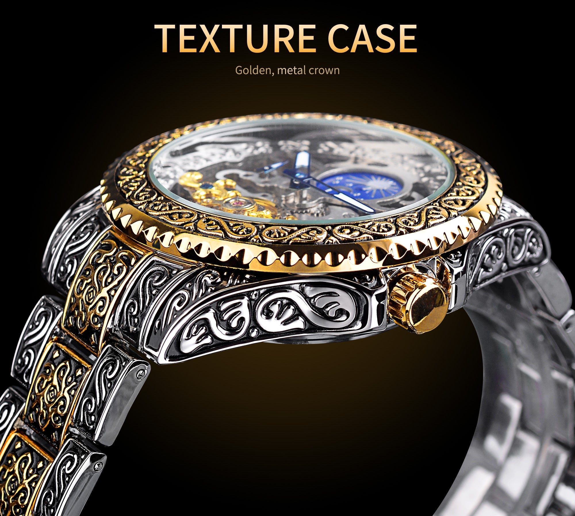 Mechanical luxury watch for men, skeleton watch with tourbillon