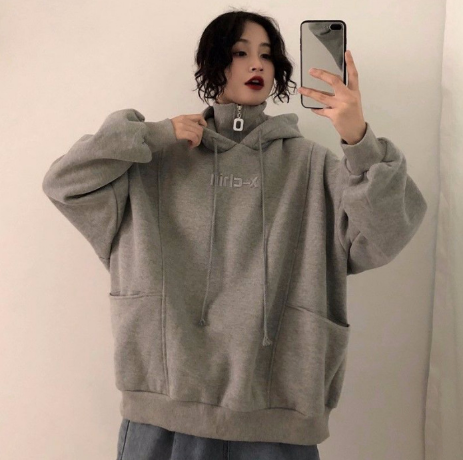 Damen Hoodies Herbst Winter Neuer Koreanischer Stil Studenten Locker Bestickt Einfach Plus Samt Hohe Qualität Weiche Damenbekleidung Schick