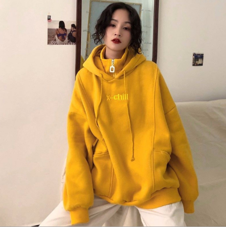 Damen Hoodies Herbst Winter Neuer Koreanischer Stil Studenten Locker Bestickt Einfach Plus Samt Hohe Qualität Weiche Damenbekleidung Schick