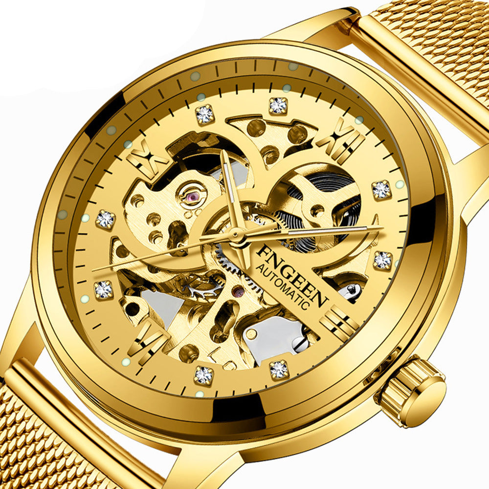 Modische Luxuriöse Leuchtende Wasserdichte Mechanische Uhr mit Stahlarmband