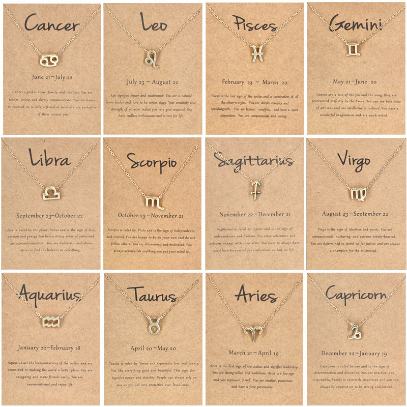 Zodiac sign necklaces with gift cards, constellation pendant necklace jewelry
