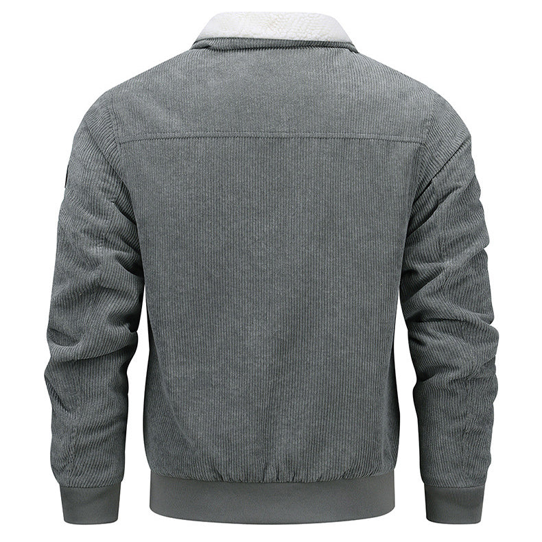 Winter-Fleecejacke mit Kragen und Taschen, warme, dicke Baumwolljacke für Herren
