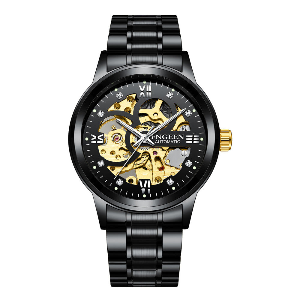 Modische Luxuriöse Leuchtende Wasserdichte Mechanische Uhr mit Stahlarmband