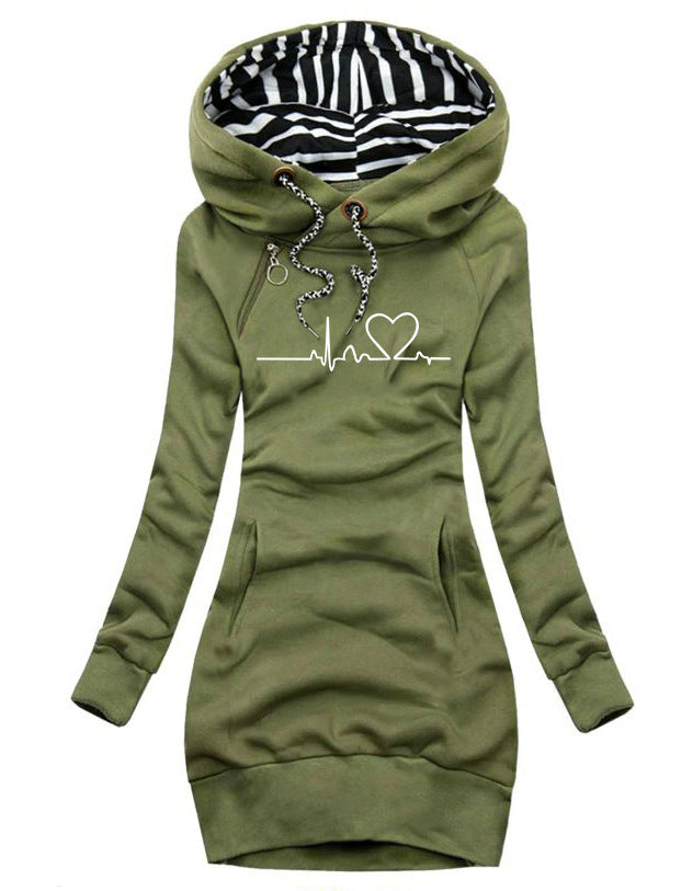 Herz-Print Lange Kleidung Damen Hoodie Sweatshirt Pullover Oberteile