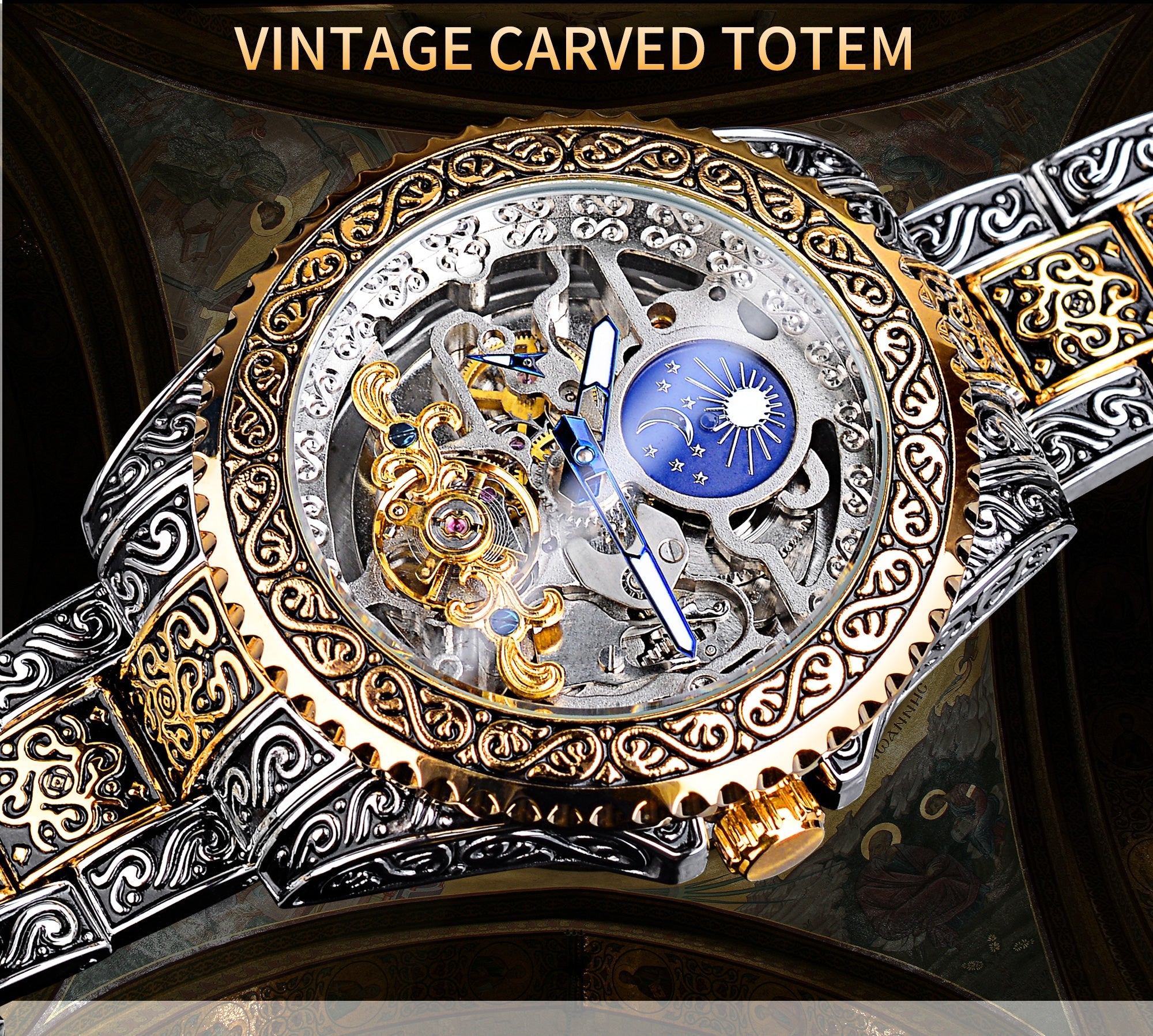 Mechanical luxury watch for men, skeleton watch with tourbillon