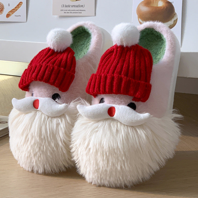 Süße Weihnachtsmann Hausschuhe Winter Warm Indoor rutschfeste Boden Plüschschuhe für Frauen