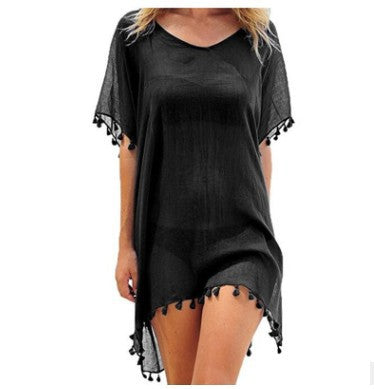 Damenblusen Lockere Chiffonkleider Sommer Strand Tunika Überzieh-Shirt