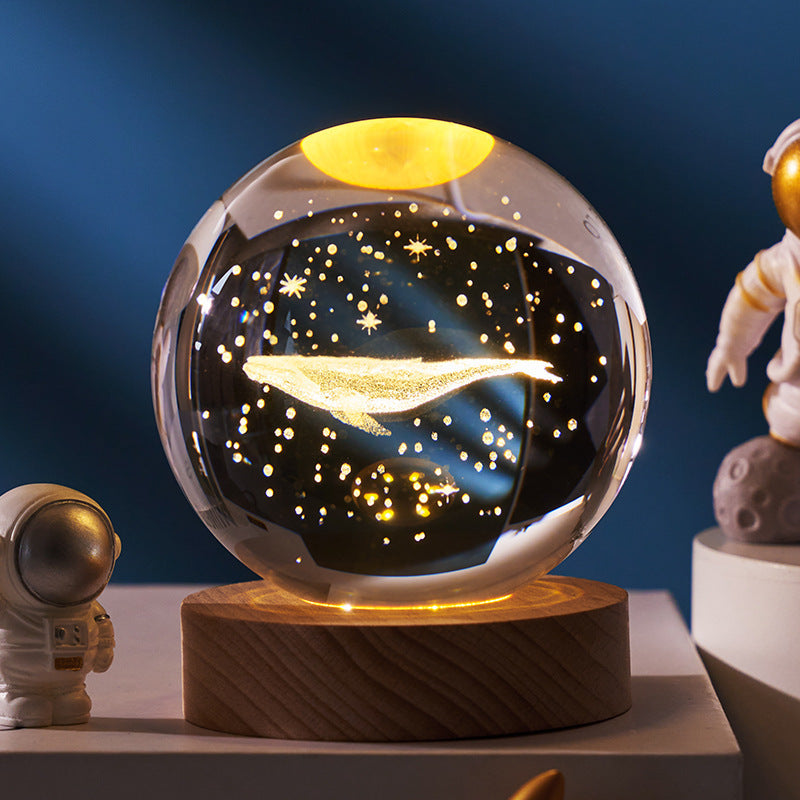 Leuchtender Sternen himmel und Planeten Mond Mond Kristall kugel Kleine Nacht lampe Projektion Ambiente Licht Kreatives Geschenk Neues seltsames Geschenk - MG-warehouse24.de UG