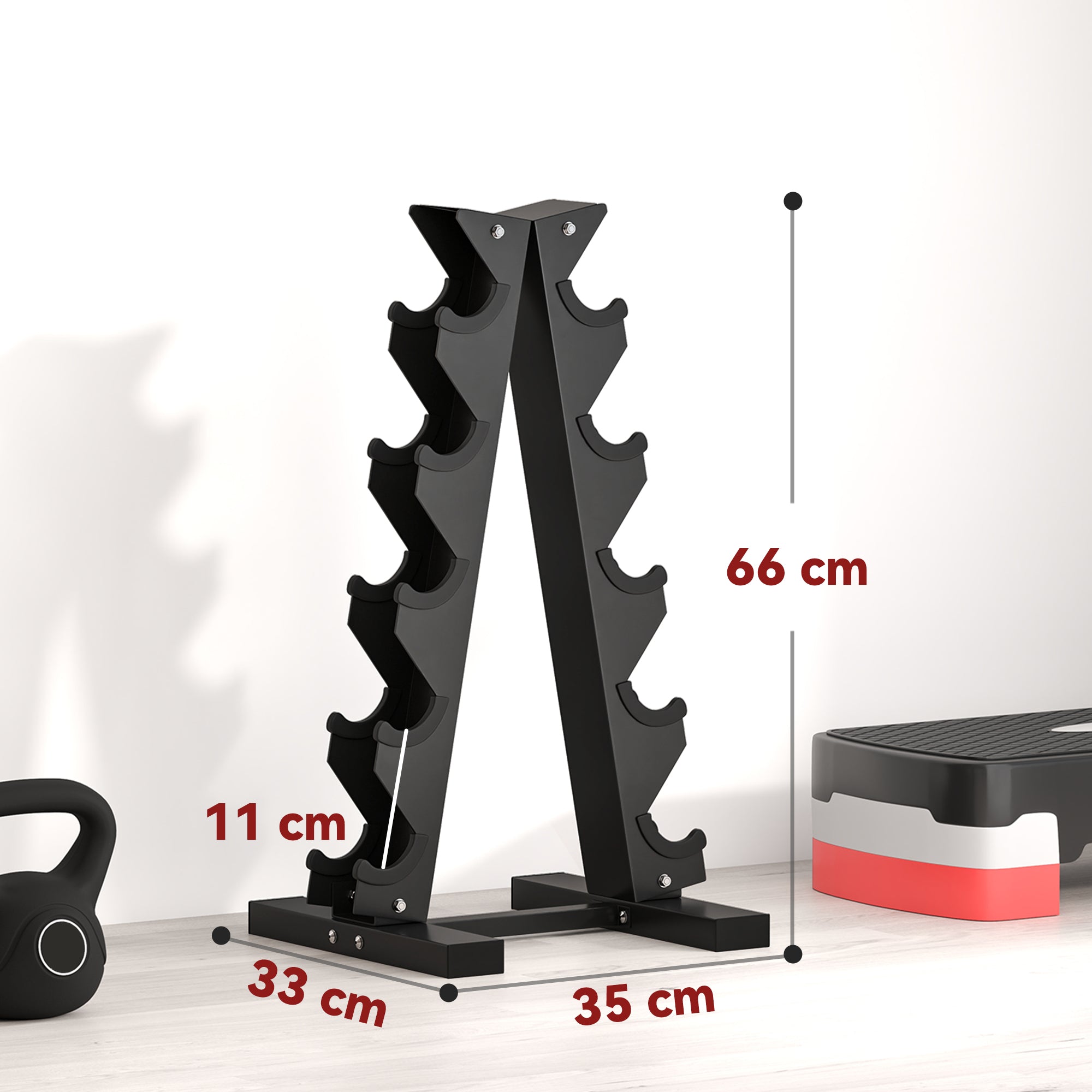 SPORTNOW five-tier dumbbell rack for home workouts - Black