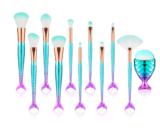 11-teiliges Make-up-Pinsel-Set Maquiagem Maquillaje Neue Meerjungfrau Foundation Augenbrauen Eyeliner Kosmetik Pinsel