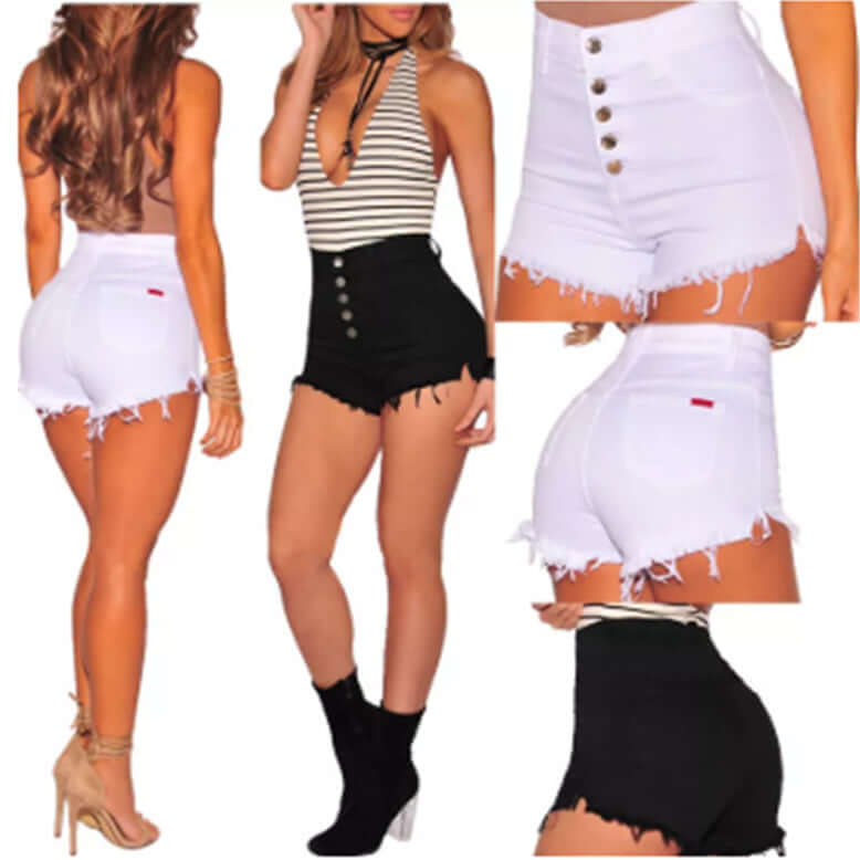 Damen zerrissene High Waist Denim-Shorts Frauen Hotpants