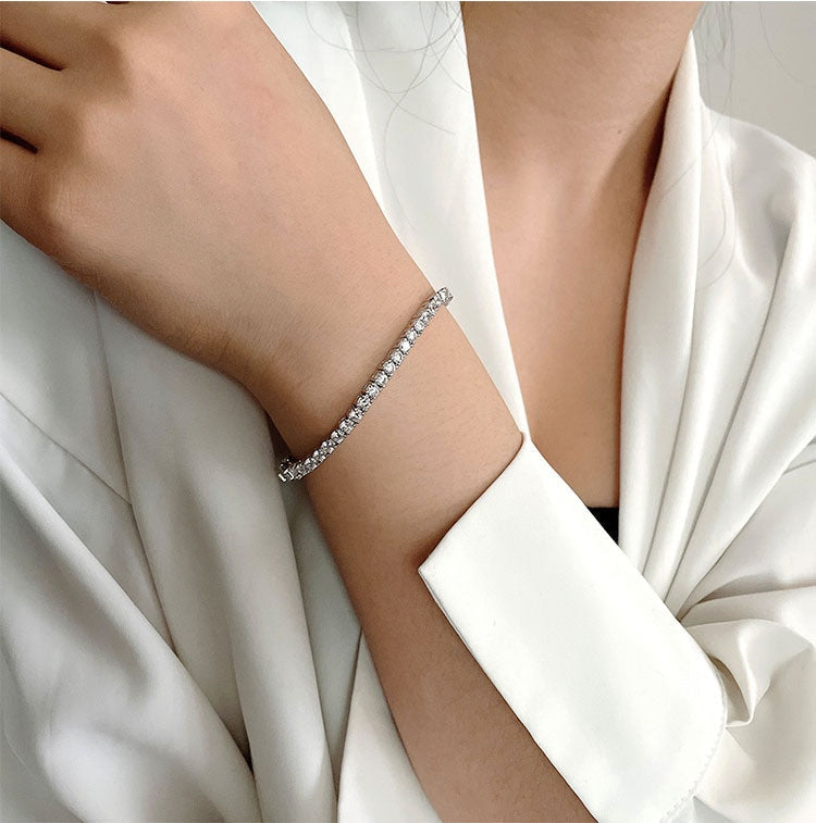 Armband mit 10 Punkte Moissanite, Tennis-Kette, S925 Sterlingsilber