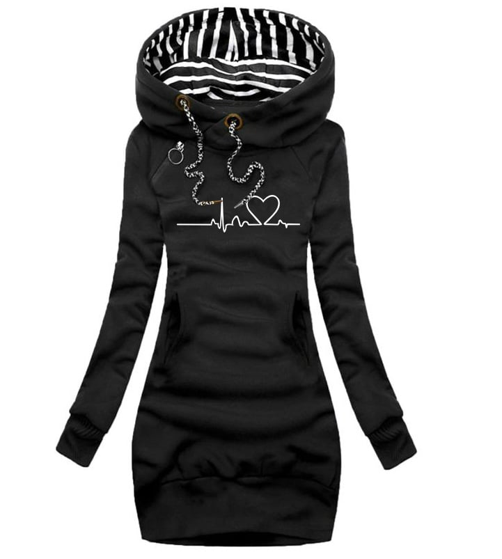 Herz-Print Lange Kleidung Damen Hoodie Sweatshirt Pullover Oberteile