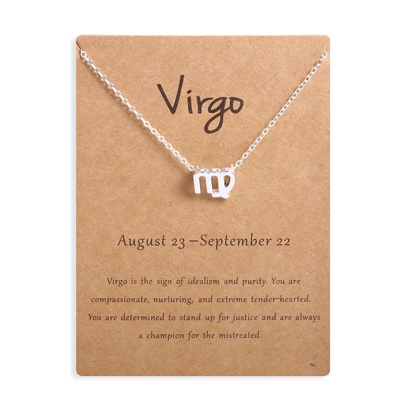 Zodiac sign necklaces with gift cards, constellation pendant necklace jewelry