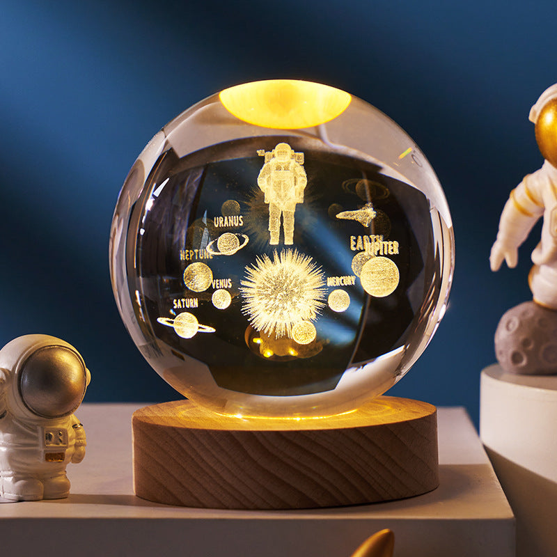 Leuchtender Sternen himmel und Planeten Mond Mond Kristall kugel Kleine Nacht lampe Projektion Ambiente Licht Kreatives Geschenk Neues seltsames Geschenk - MG-warehouse24.de UG