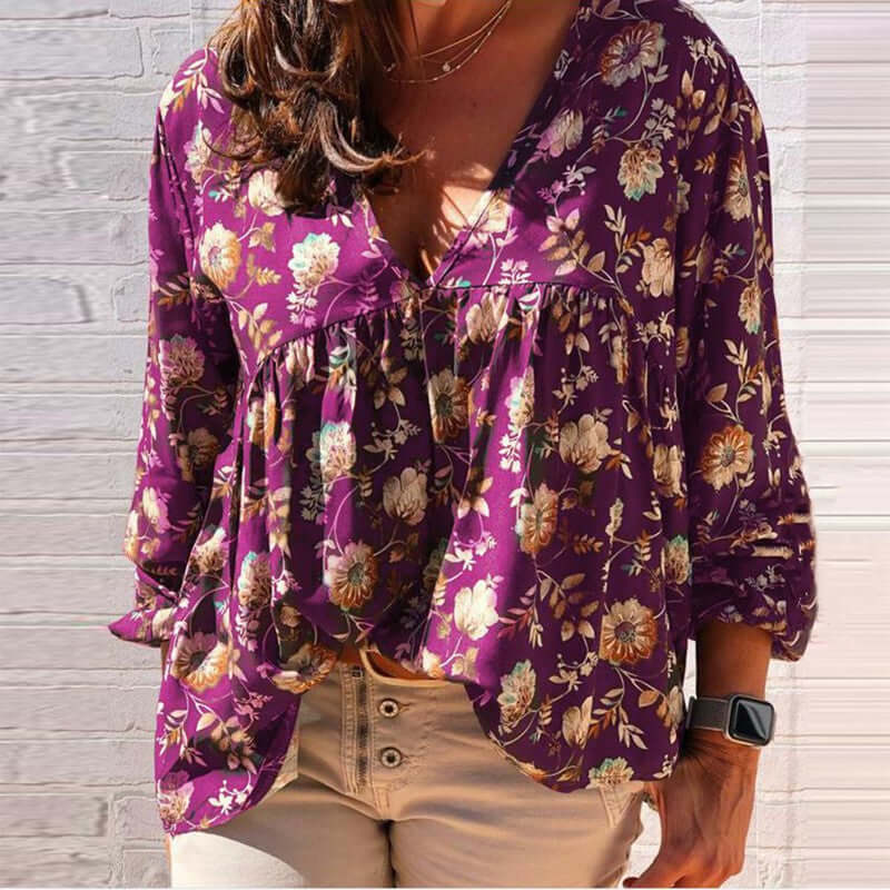 Personalisierte V-Ausschnitt bedruckte langärmlige Damenbekleidung