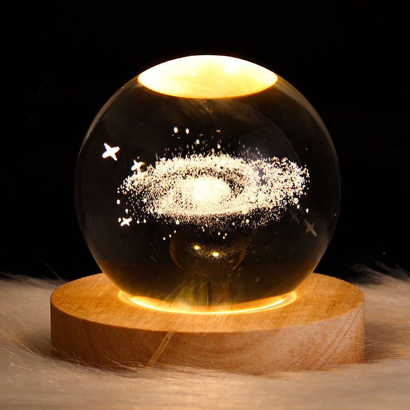 Leuchtender Sternen himmel und Planeten Mond Mond Kristall kugel Kleine Nacht lampe Projektion Ambiente Licht Kreatives Geschenk Neues seltsames Geschenk - MG-warehouse24.de UG