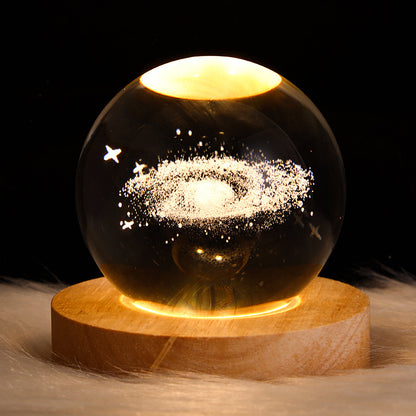 Leuchtender Sternen himmel und Planeten Mond Mond Kristall kugel Kleine Nacht lampe Projektion Ambiente Licht Kreatives Geschenk Neues seltsames Geschenk - MG-warehouse24.de UG