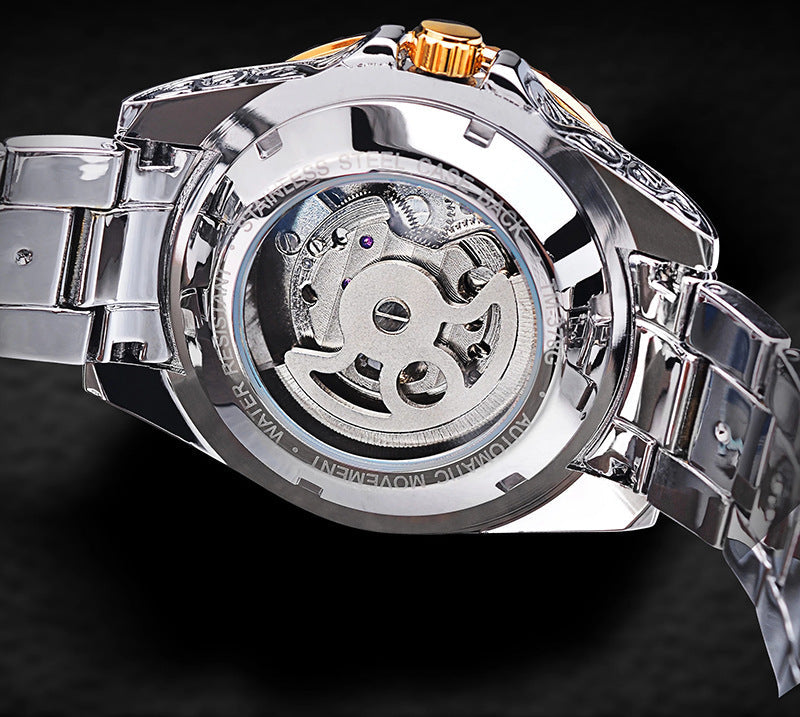 Mechanical luxury watch for men, skeleton watch with tourbillon