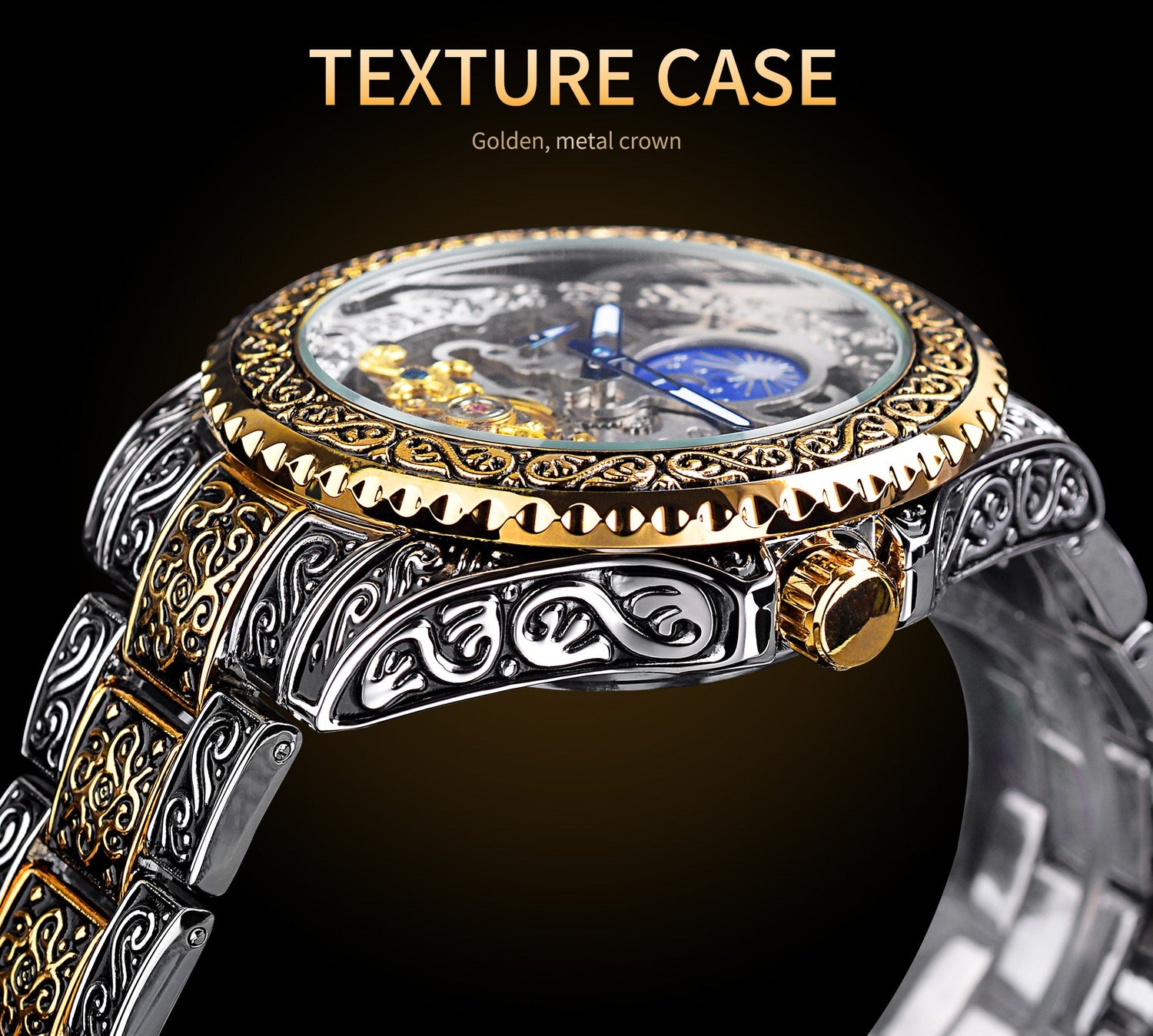 Mechanical luxury watch for men, skeleton watch with tourbillon
