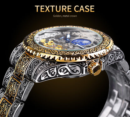 Mechanical luxury watch for men, skeleton watch with tourbillon