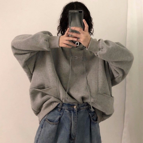 Damen Hoodies Herbst Winter Neuer Koreanischer Stil Studenten Locker Bestickt Einfach Plus Samt Hohe Qualität Weiche Damenbekleidung Schick