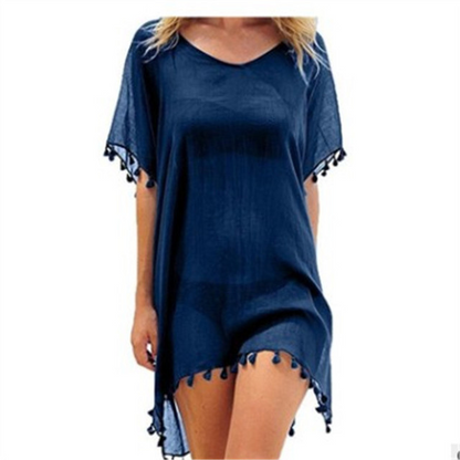 Damenblusen Lockere Chiffonkleider Sommer Strand Tunika Überzieh-Shirt