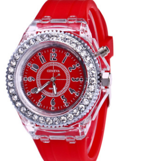 LED-Leuchtuhren Genf Damen Quarzuhr Damen Silikonarmbanduhr