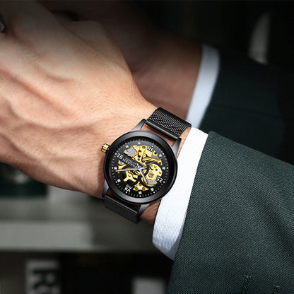 Modische Luxuriöse Leuchtende Wasserdichte Mechanische Uhr mit Stahlarmband