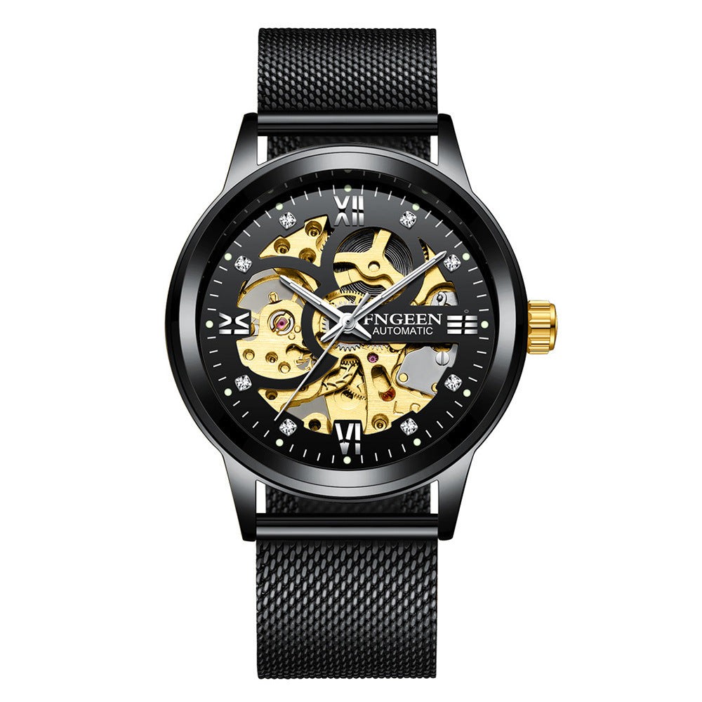 Modische Luxuriöse Leuchtende Wasserdichte Mechanische Uhr mit Stahlarmband