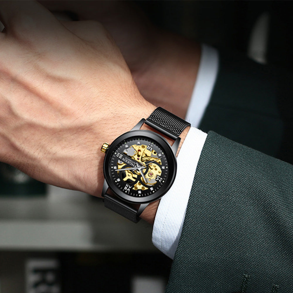 Modische Luxuriöse Leuchtende Wasserdichte Mechanische Uhr mit Stahlarmband
