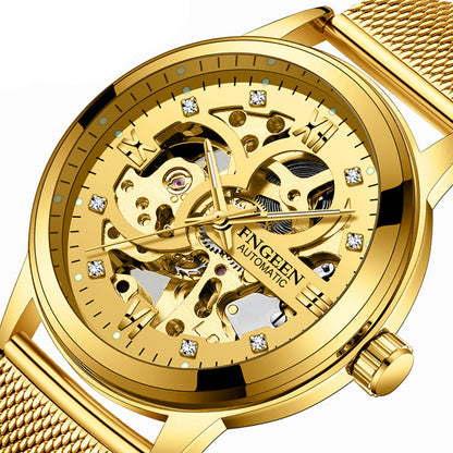 Modische Luxuriöse Leuchtende Wasserdichte Mechanische Uhr mit Stahlarmband