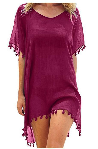 Damenblusen Lockere Chiffonkleider Sommer Strand Tunika Überzieh-Shirt