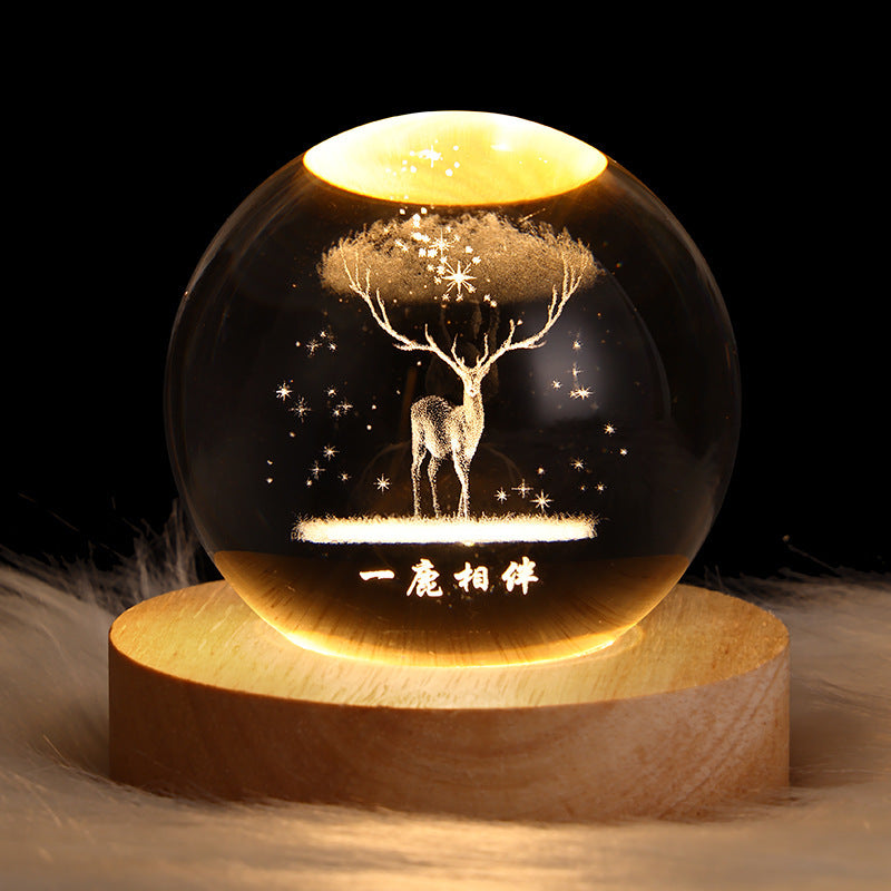 Leuchtender Sternen himmel und Planeten Mond Mond Kristall kugel Kleine Nacht lampe Projektion Ambiente Licht Kreatives Geschenk Neues seltsames Geschenk - MG-warehouse24.de UG