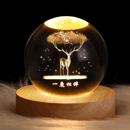 Leuchtender Sternen himmel und Planeten Mond Mond Kristall kugel Kleine Nacht lampe Projektion Ambiente Licht Kreatives Geschenk Neues seltsames Geschenk - MG-warehouse24.de UG