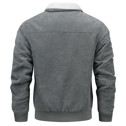 Winter-Fleecejacke mit Kragen und Taschen, warme, dicke Baumwolljacke für Herren