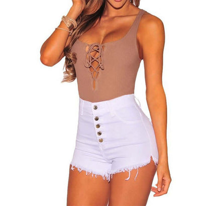 Damen zerrissene High Waist Denim-Shorts Frauen Hotpants