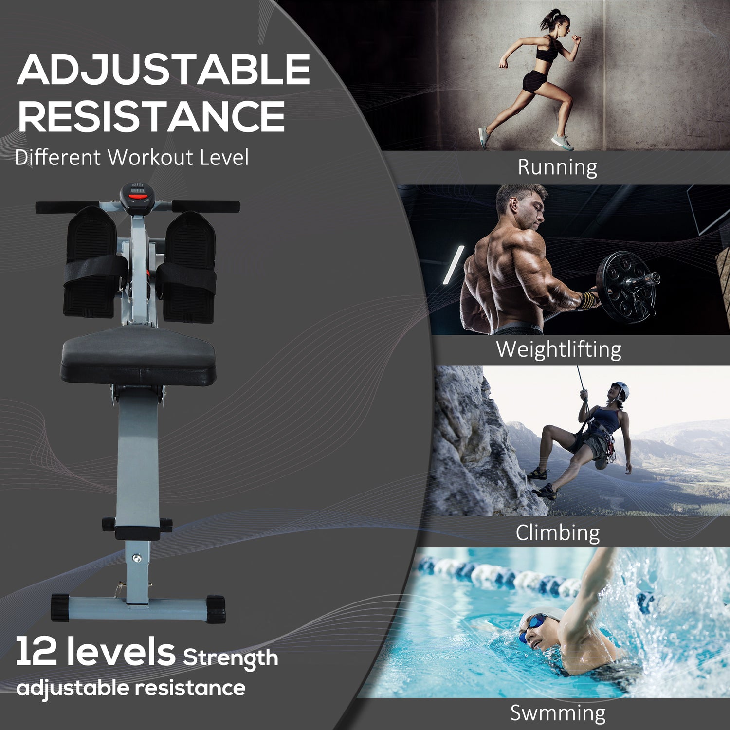 Rudergerät Cardio Ruder-Workout Fitness Körperstraffer Heimtrainer Training