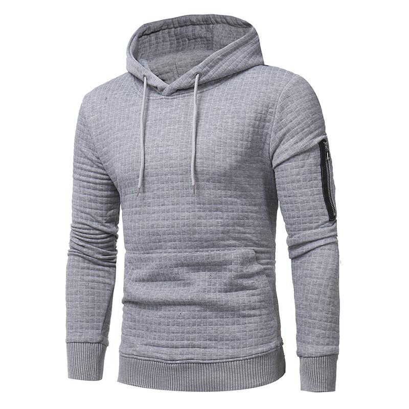Men Sweatshirt Hoodie With Arm Zipper Long Sleeve Slim Tops 