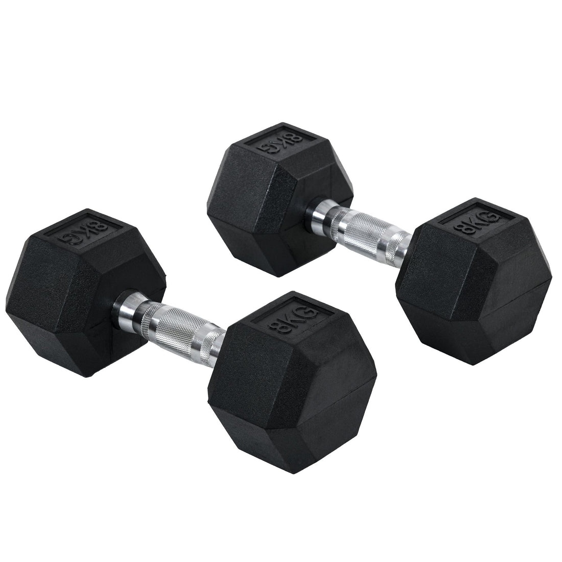 2x8 kg Hex-Kurzhantel Gummigewichte Set Sechskant Fitnessstudio Fitnessheben Zuhause