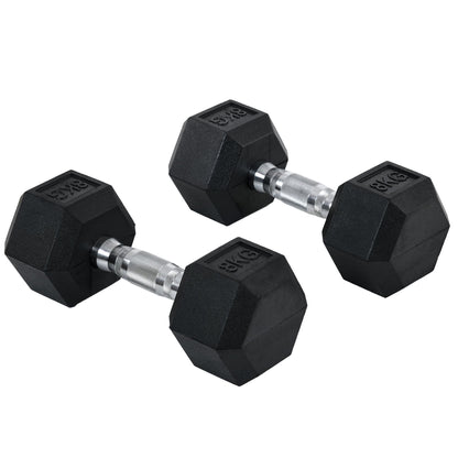2x8 kg Hex-Kurzhantel Gummigewichte Set Sechskant Fitnessstudio Fitnessheben Zuhause