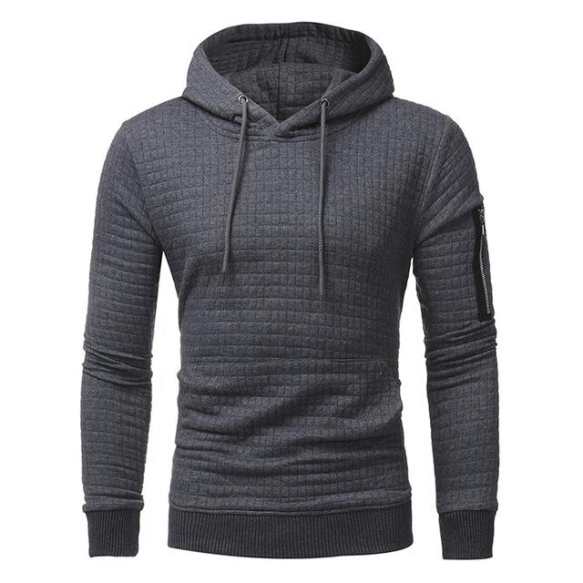 Men Sweatshirt Hoodie With Arm Zipper Long Sleeve Slim Tops 