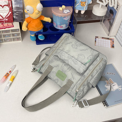 Bear Print Große Kapazität Multi-Pocket Tote Bag Umhängetasche Crossbody Leicht zum Ausgehen Handtasche