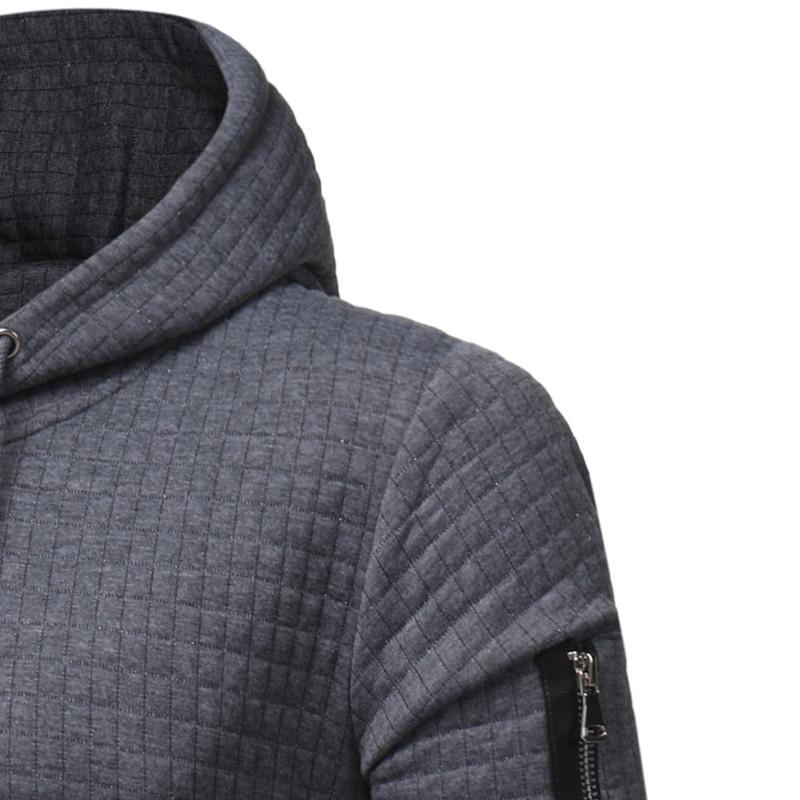 Men Sweatshirt Hoodie With Arm Zipper Long Sleeve Slim Tops 
