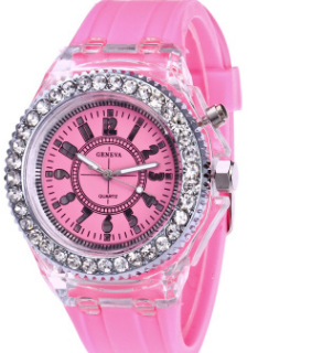 LED-Leuchtuhren Genf Damen Quarzuhr Damen Silikonarmbanduhr
