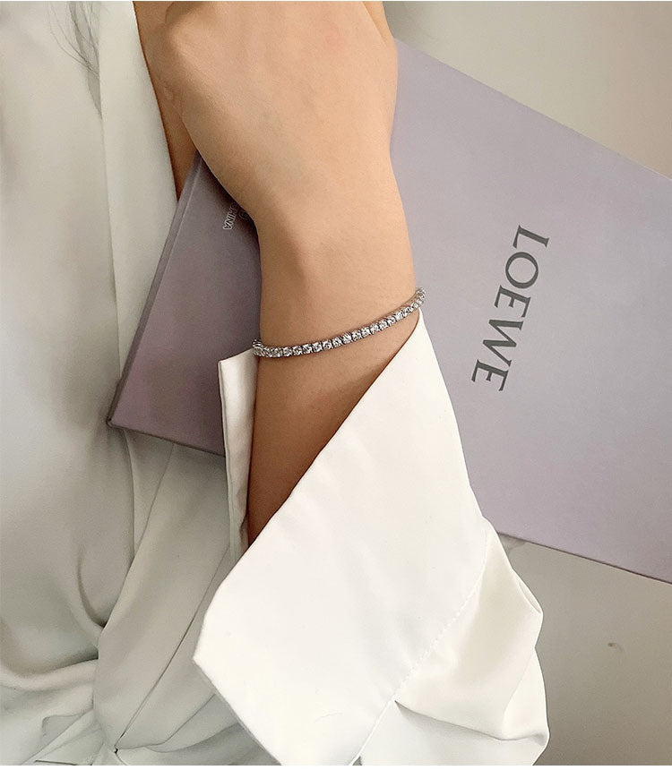 Armband mit 10 Punkte Moissanite, Tennis-Kette, S925 Sterlingsilber