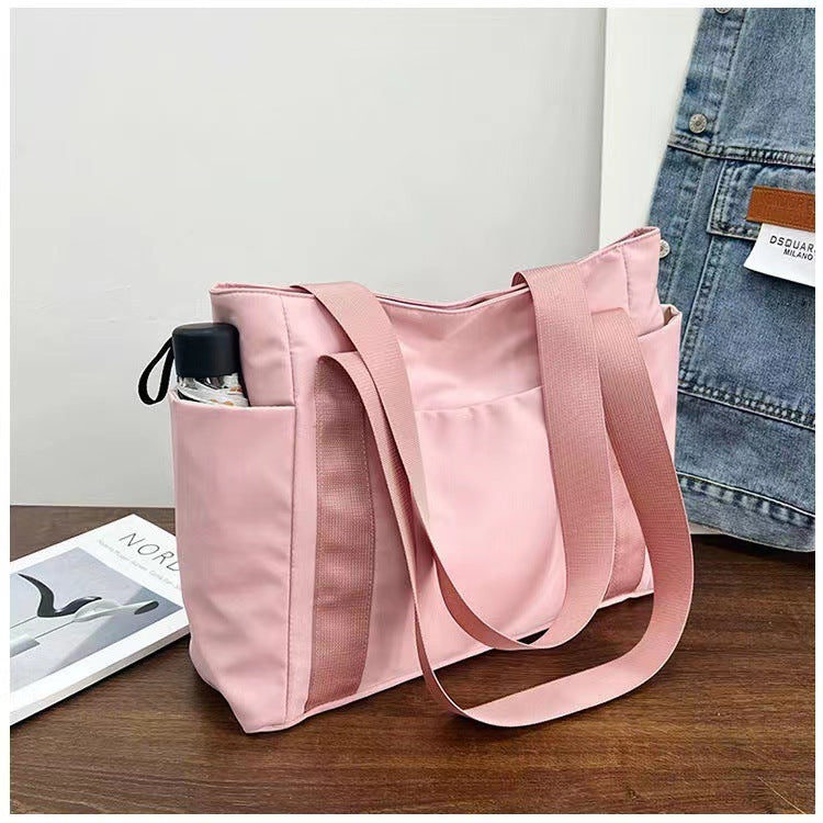New Japanese style solid color shopping bag shoulder bag casual simple canvas handbag