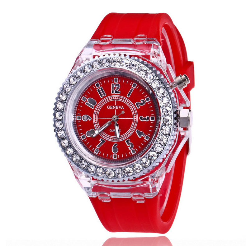 LED-Leuchtuhren Genf Damen Quarzuhr Damen Silikonarmbanduhr
