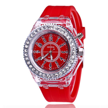 LED-Leuchtuhren Genf Damen Quarzuhr Damen Silikonarmbanduhr